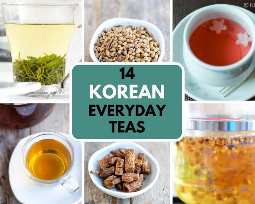 collage image of different Korean teas