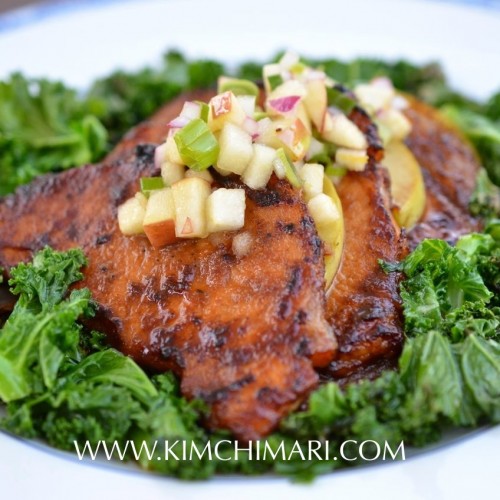 Apple Pork Bulgogi with Kale and Apple Salsa