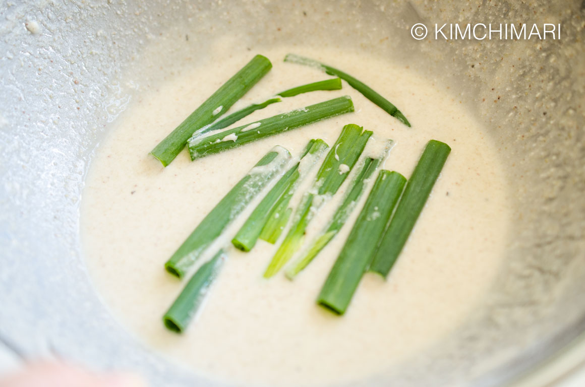 Buckwheat Pancake Batter with Green onions