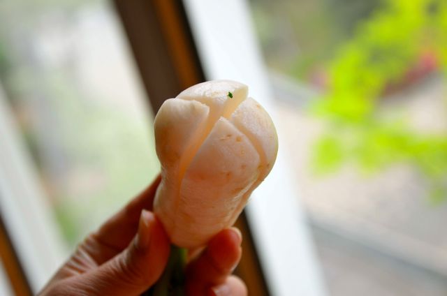 radish quartered for kimchi