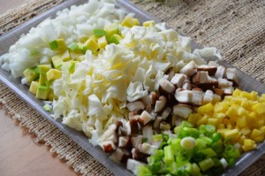 Chopped vegetables for Jjajang Myeon