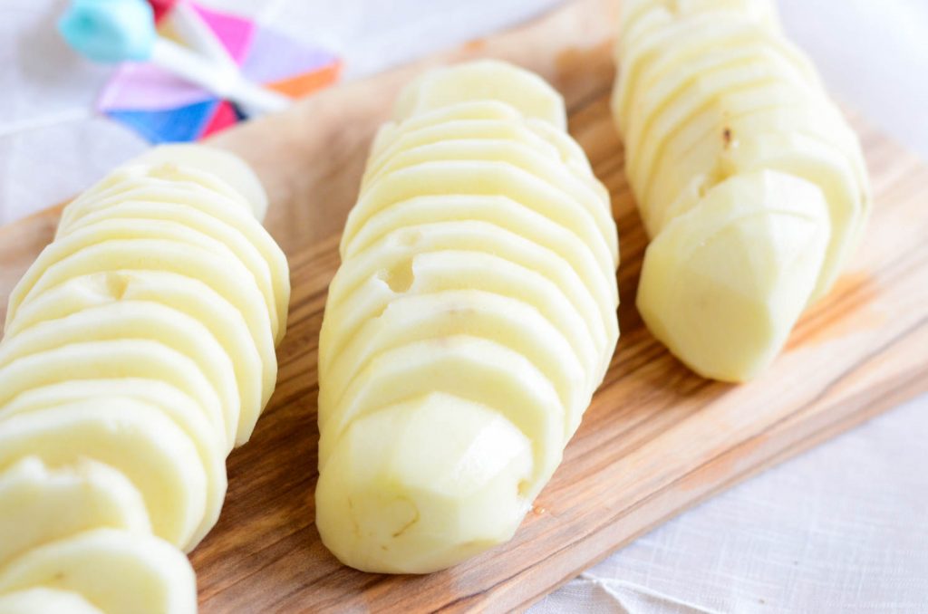 potato slices for korean potato fritters or gamjajeon