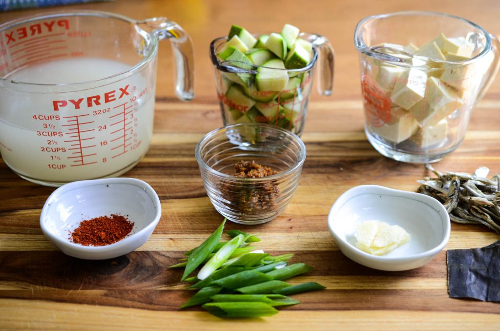 Doenjang Jjigae ingredients