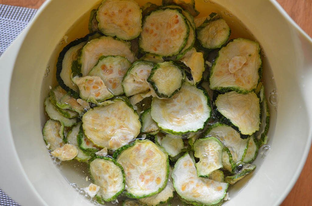 Dried Zucchini(Hobak Namul) soaking in water