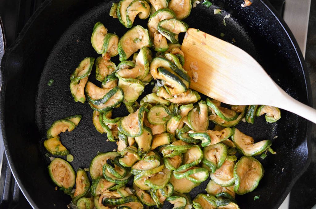 Dried Zucchini Namul in pan