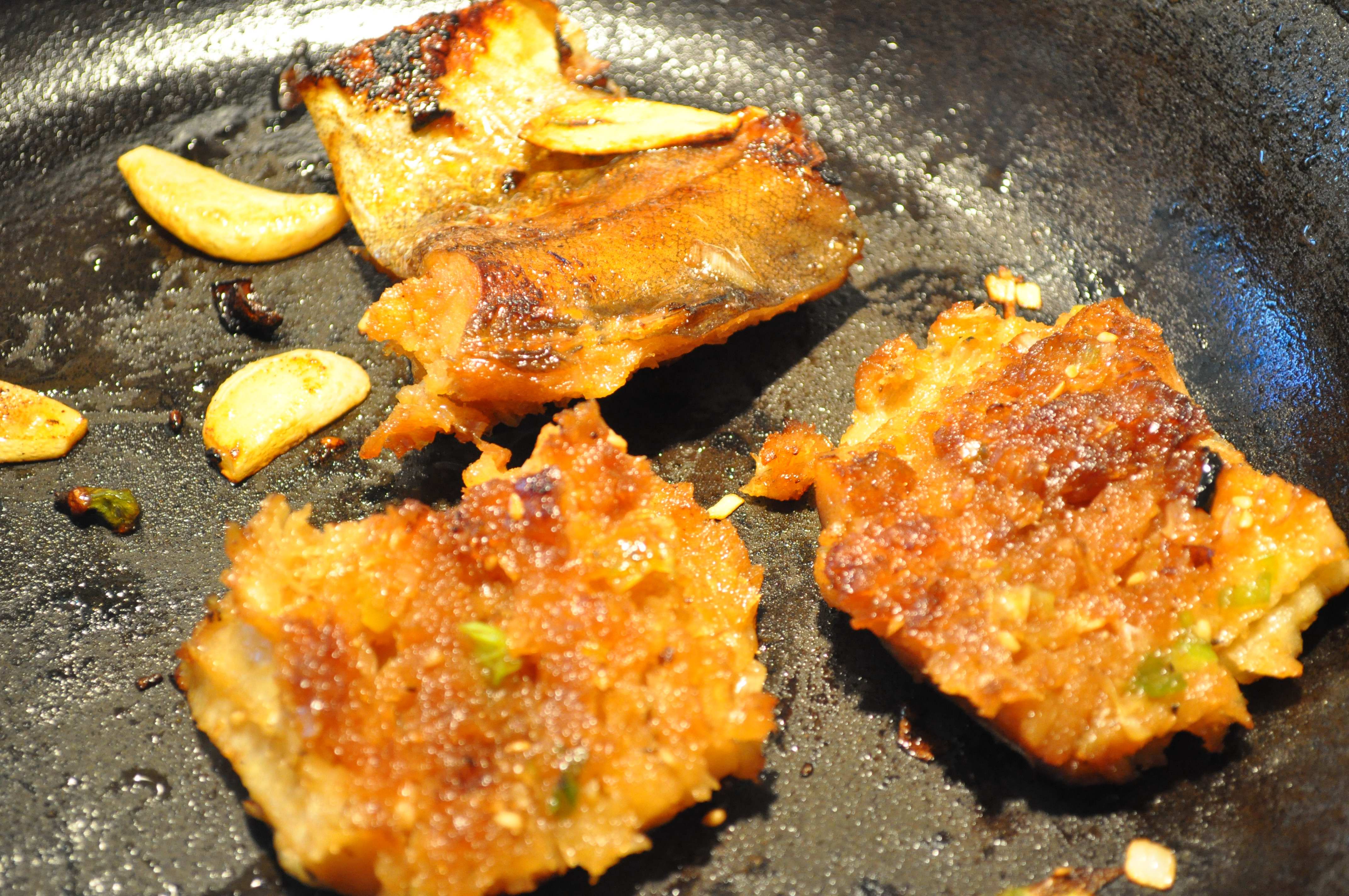 pan searing soy sauce marinated dried pollock