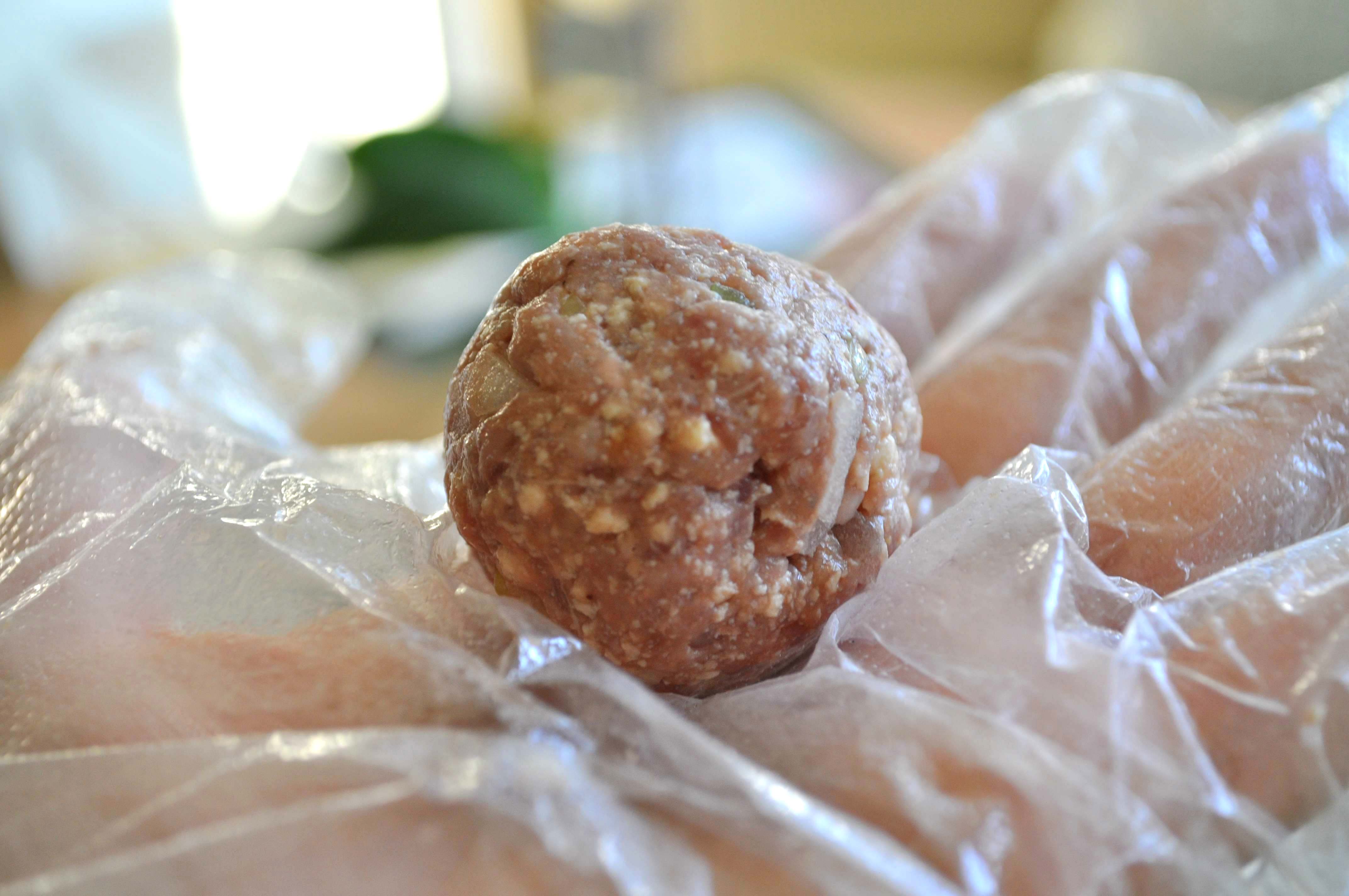 beef rolled into a ball for wanjan jeon