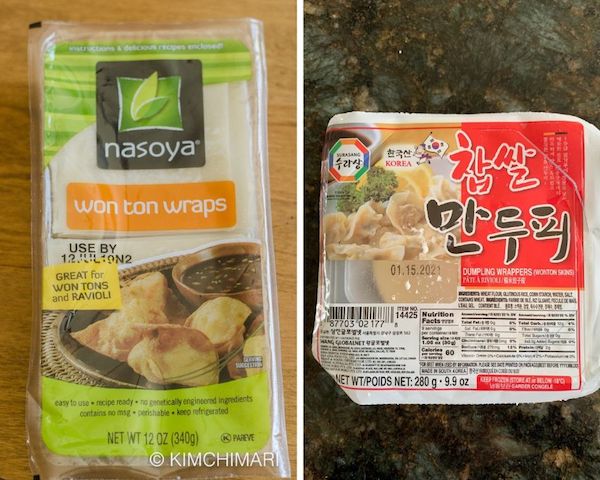 korean dumpling wrappers and wonton skins packages