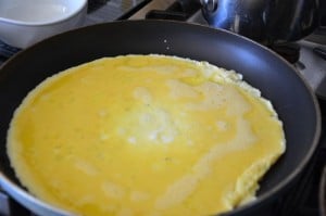 eggs cooking in pan