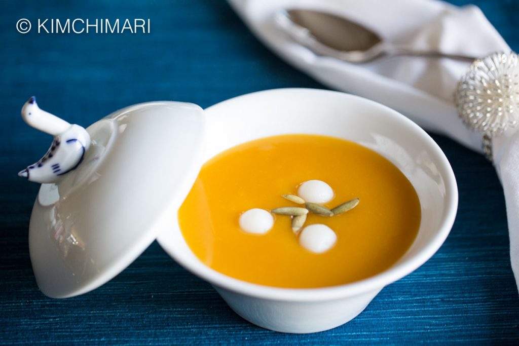 HobakJuk (Korean Pumpkin Porridge) made from Kabocha Squash