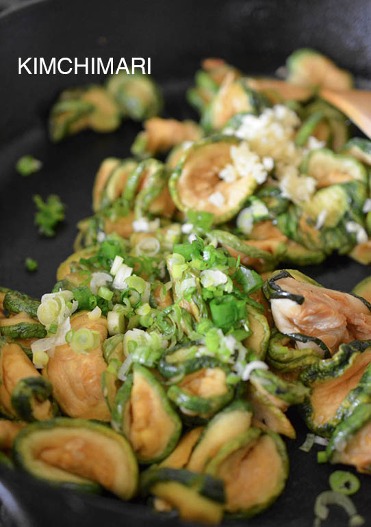 Dried Zucchini seasoned and ready for saute in pan