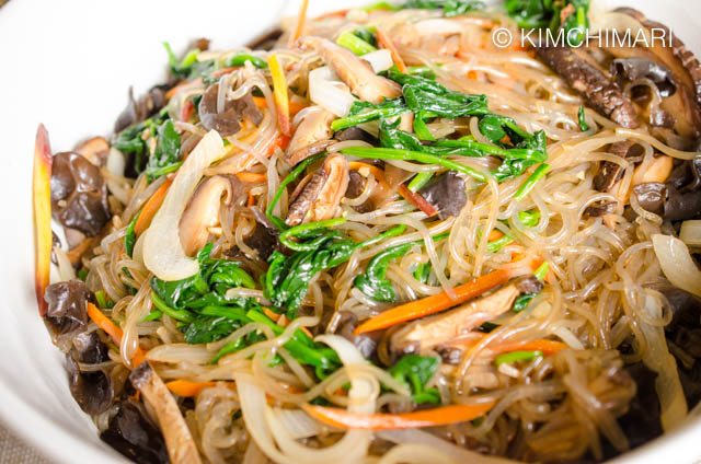 Japchae Mixed and Finished in Bowl