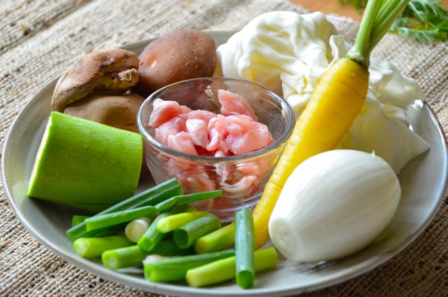 Vegetables and pork for jjajang