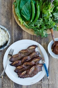 Kalbi Korean Short Ribs with Ssam (Lettuce Wraps), Ssamjang and Rice