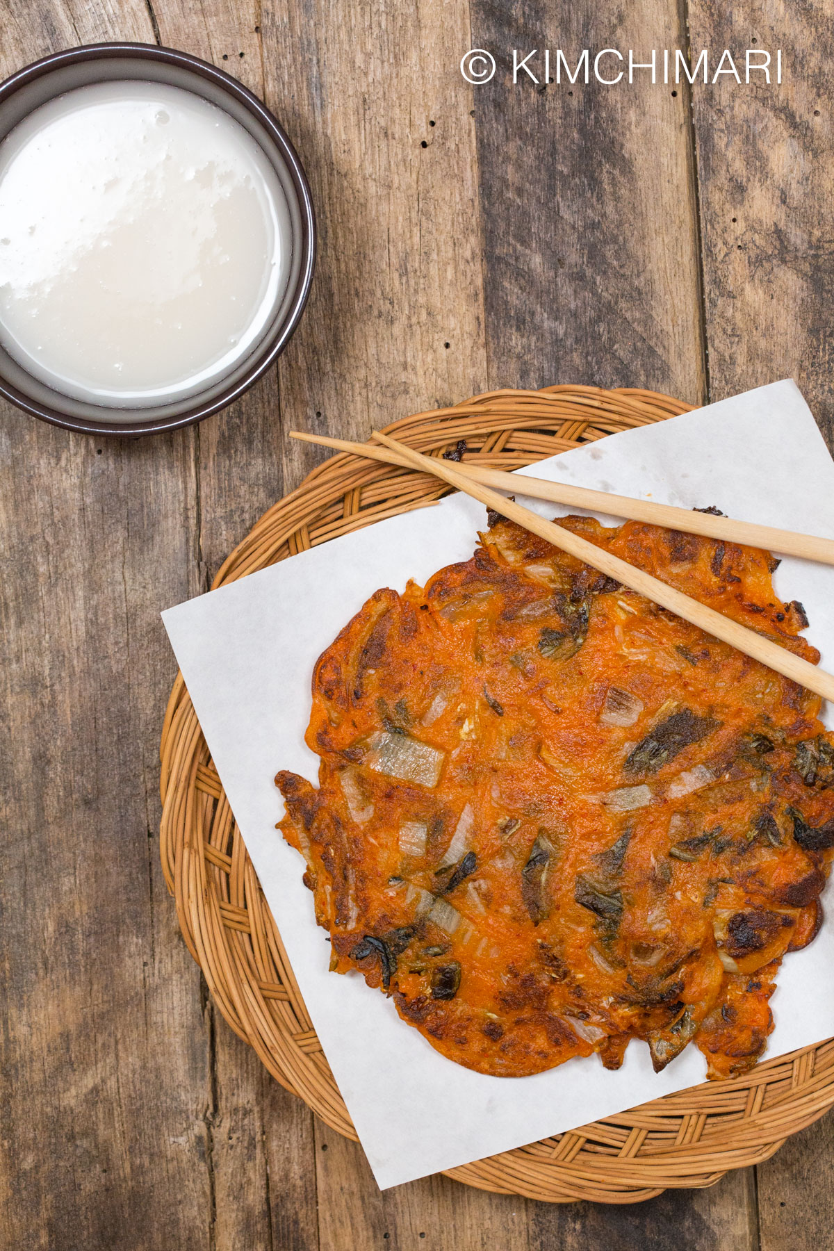 Kimchi Jeon Pancakes with Makgeolli