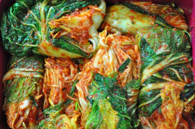 kimjang kimchi in container