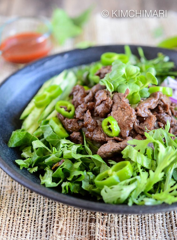 Bulgogi Rice Bowl with Korean Greens