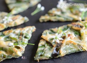 Korean Chive Pancake (Buchujeon) with Chive Flowers