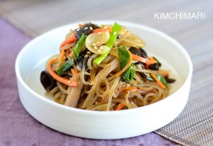 Korean Glass Noodles (잡채 Japchae) Vegan and Gluten Free