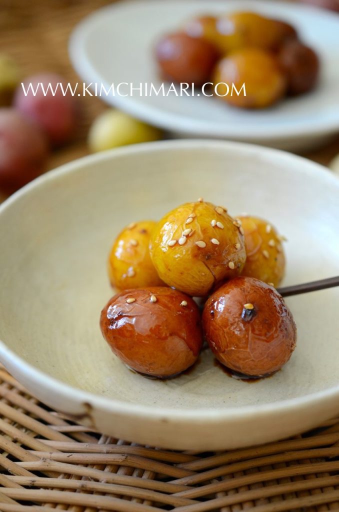 korean potato side dish or Gamja Jorim plated as banchan