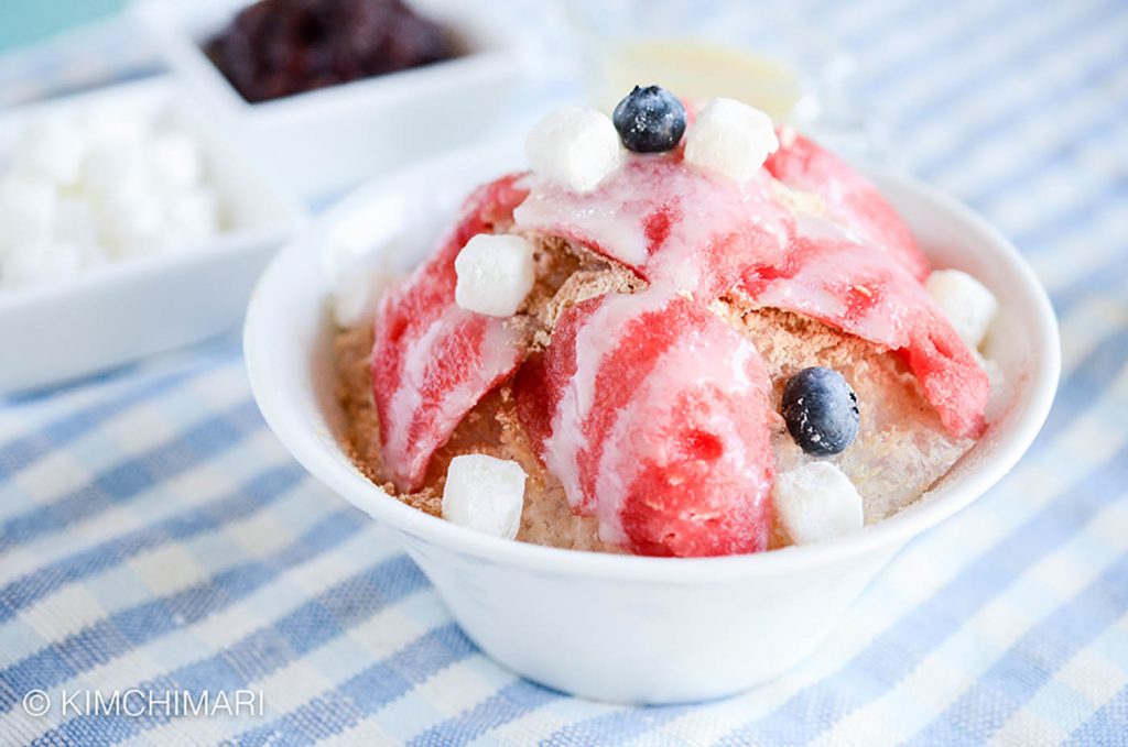 Korean Shaved Ice (bingsu) with watermelon