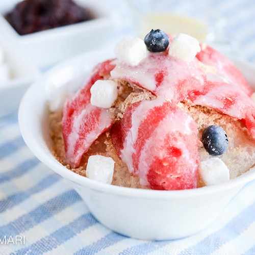 Korean Shaved Ice (bingsu) with watermelon