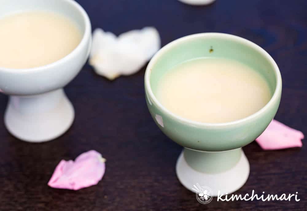 makgeolli served in korean ceramic goblet