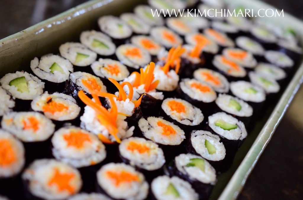 Mini Kimbap two ways - with carrots and cucumbers