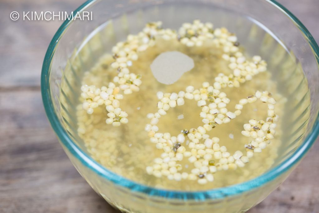 mung beans soaking water songpyeon