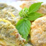 Korean beef patties (Wanja Jeon) and beef wrapped in kkaetnip (Kkaetnip Jeon)