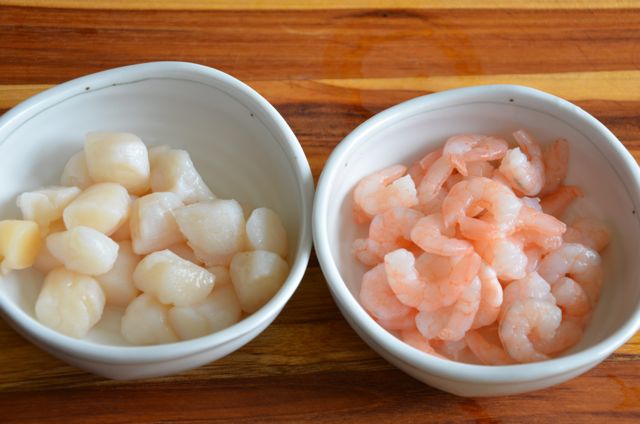 Thawed shrimp and scallop