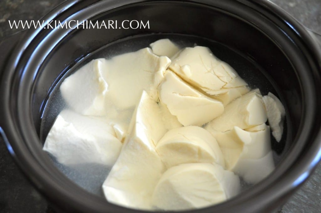 Sundubu Soft Tofu and water in Hot pot Jjigae